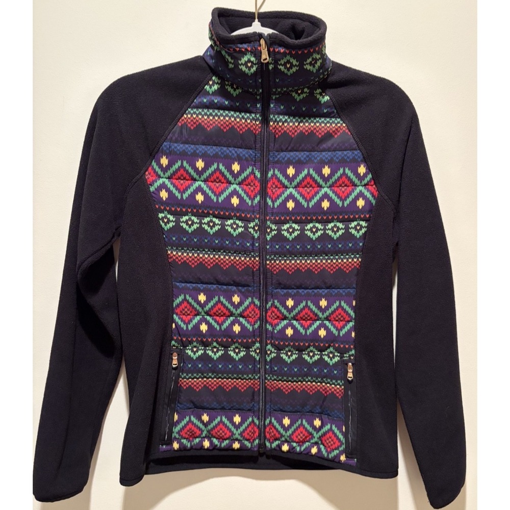Lauren Ralph Lauren Womens Fleece Jacket Fair Isle Full Zip Pockets Size small